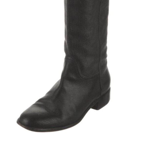 Chanel Black Leather Interlocking CC Logo Riding Midcalf Boots Size 39 - Picture 2 of 8